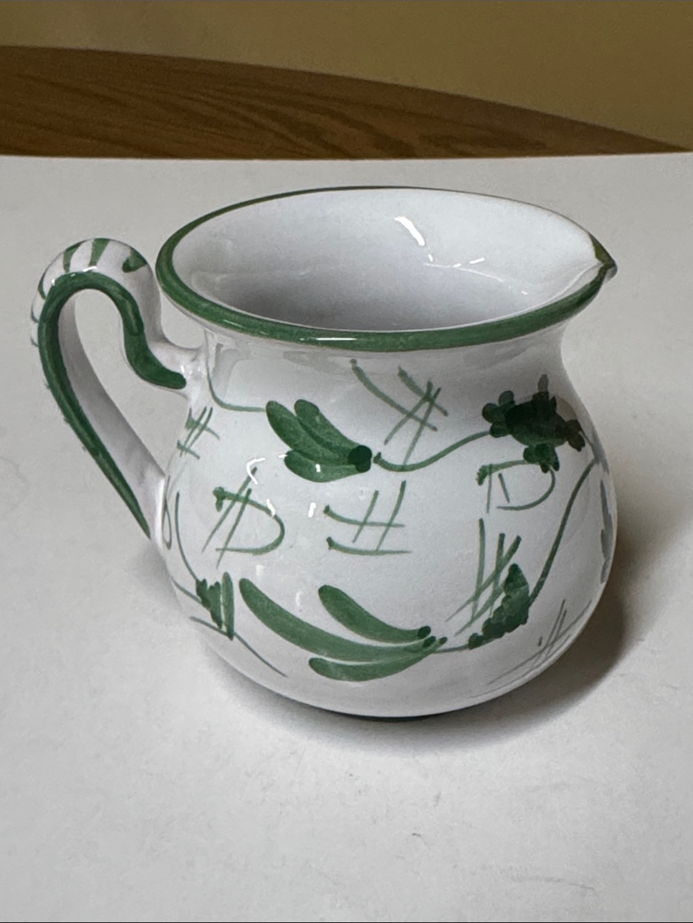 Italy Pottery Hand Painted Creamer No Chips 2.75” tall